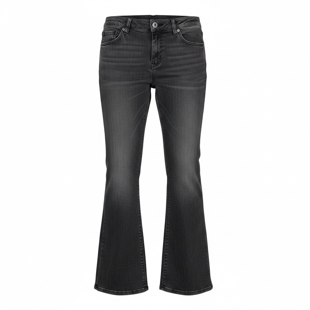 Arizona Bootcut Denim Jeans Womens Junior 7 Black High Rise Stretch Ankle Slits